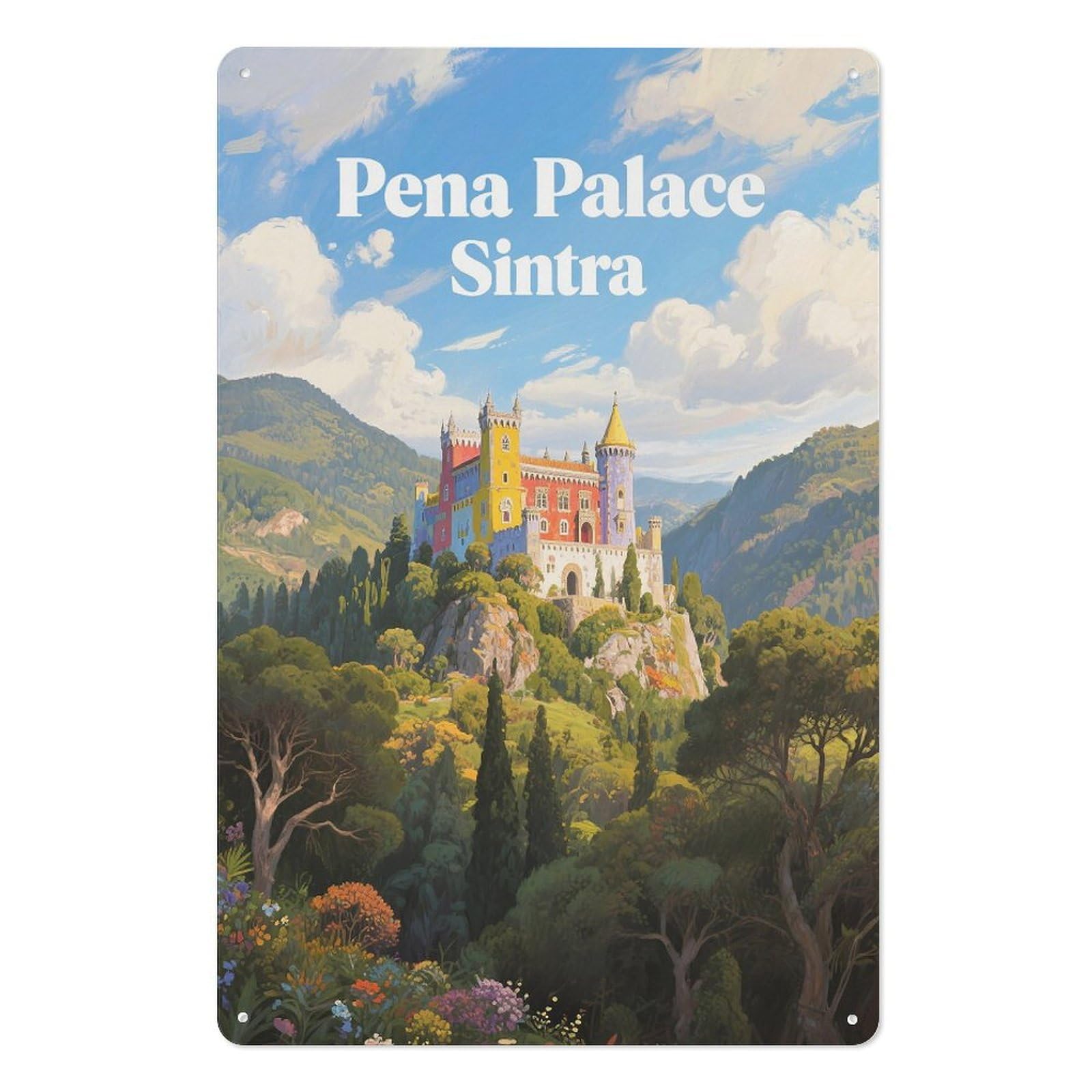 Pena Sintra Retro Design Tin Painting Vintage Tin Sign 08x12inch(20x30cm) Wall Art for Home Office Bedroom Living Room Cafes Wall Decor