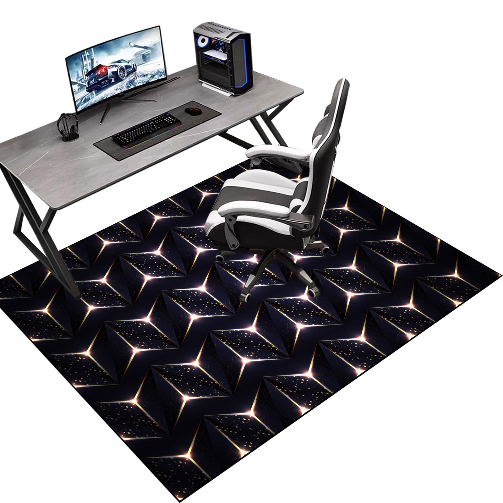 90 x 120 cm Gaming Chair Mat Non-Slip Protective, Office Carpet Protector Chair Mat, Floor Protector for Office Chair, Office Chair Mat for Hardwood Floor, Multi-Purpose Hard Floor Protection Mat