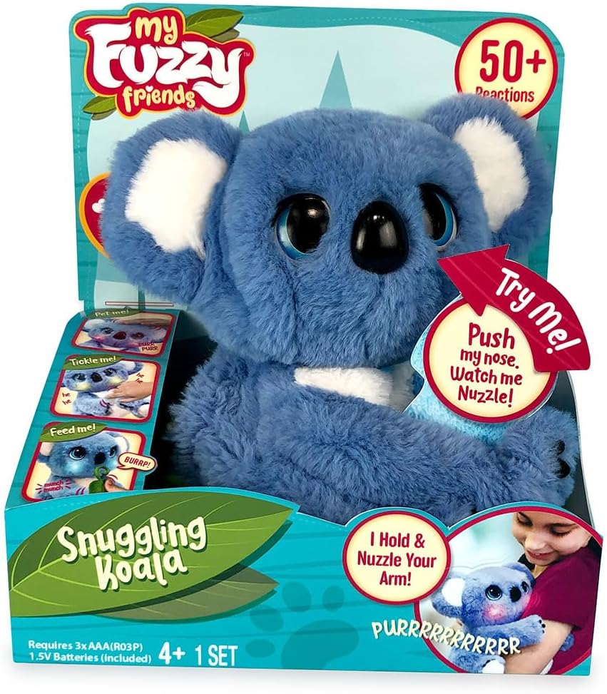 My Fuzzy Friends Koala Interactive Plush Toy with 50+ Reactions, 26 cm, Hugs, Moves, Light and Sound, Ages 4 and Up, Affective and Emotional Development, Famous (700016893)