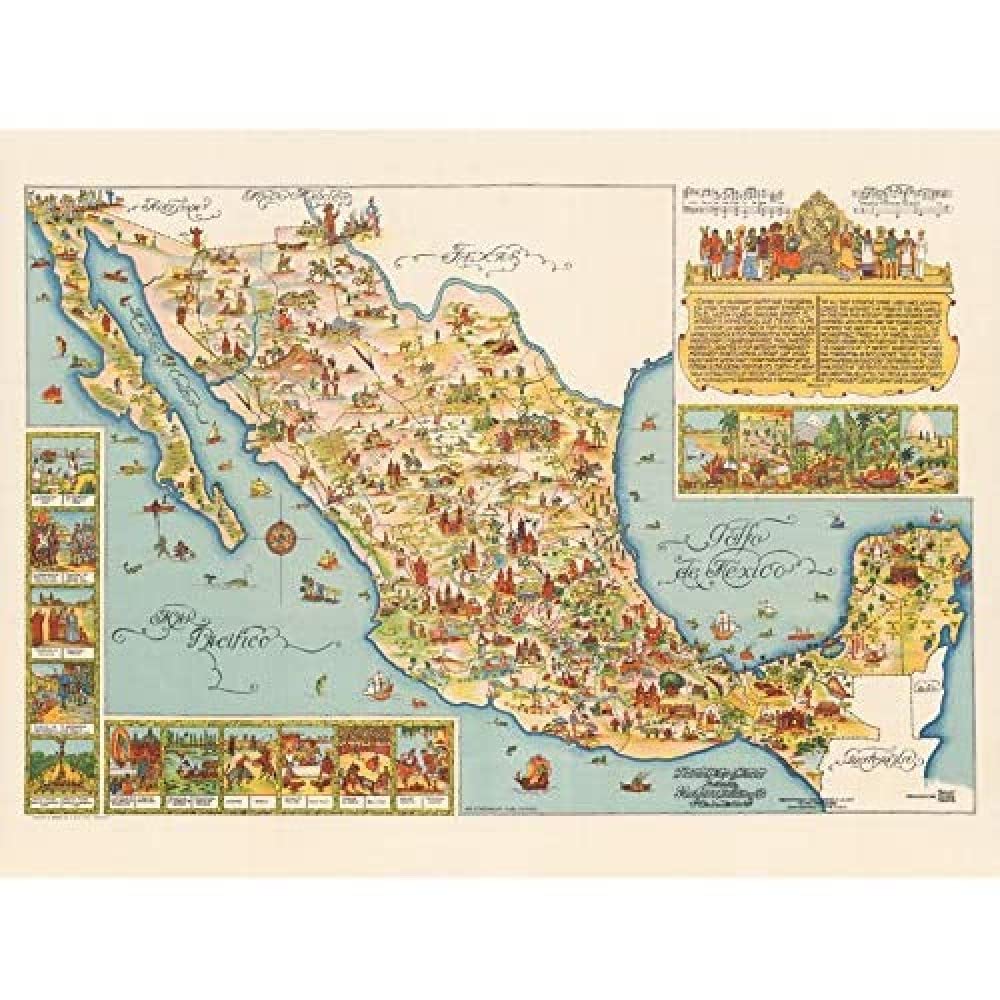 Artery8 Map Medina 1931 Mexico Pictorial Unframed Wall Art Print Poster Home Decor Premium
