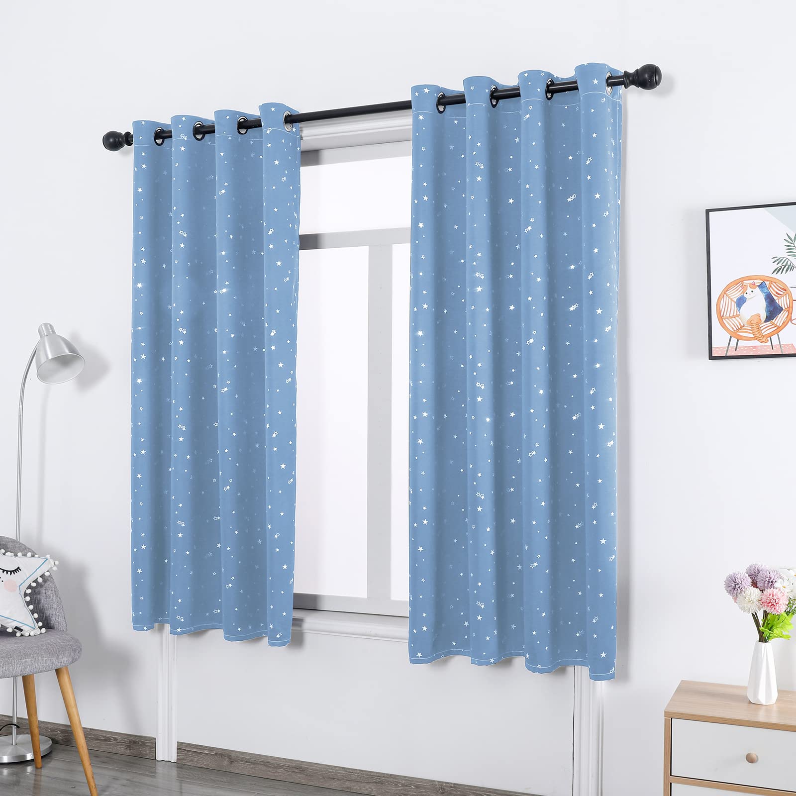 Nowoczesne zasłony zaciemniające do salonu sypialnia dziecięca moda unikalny design niebieskie gwiazdy 250 cm x 100 cm dekoracja okienna 1 panel