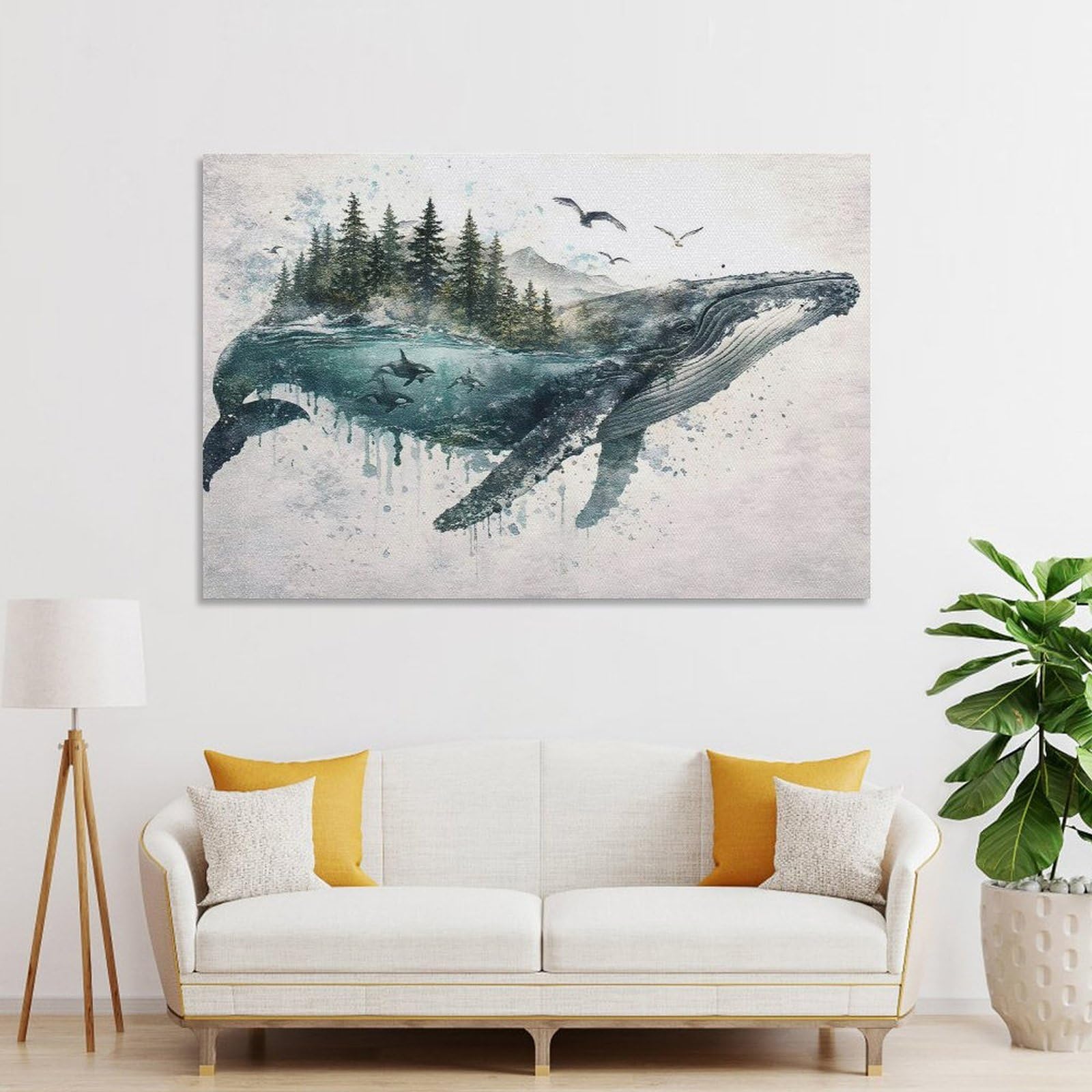 Junmoney Unframe-Style-25 Whale The Heart Of Untamed Earth Home Decor Wall Art 20X30inch(50X75cm), For Lounge, Study, Hallway Or Flat Walls, Stylish Home Artwork For Focal Walls