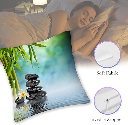 Miniatura 2 de SKYDAWNY Zen Spa - Juego de 2 fundas de almohada de 18 x 18 pulgadas, fundas de almohada cuadradas decorativas para el hogar, cama, sofá, sala de