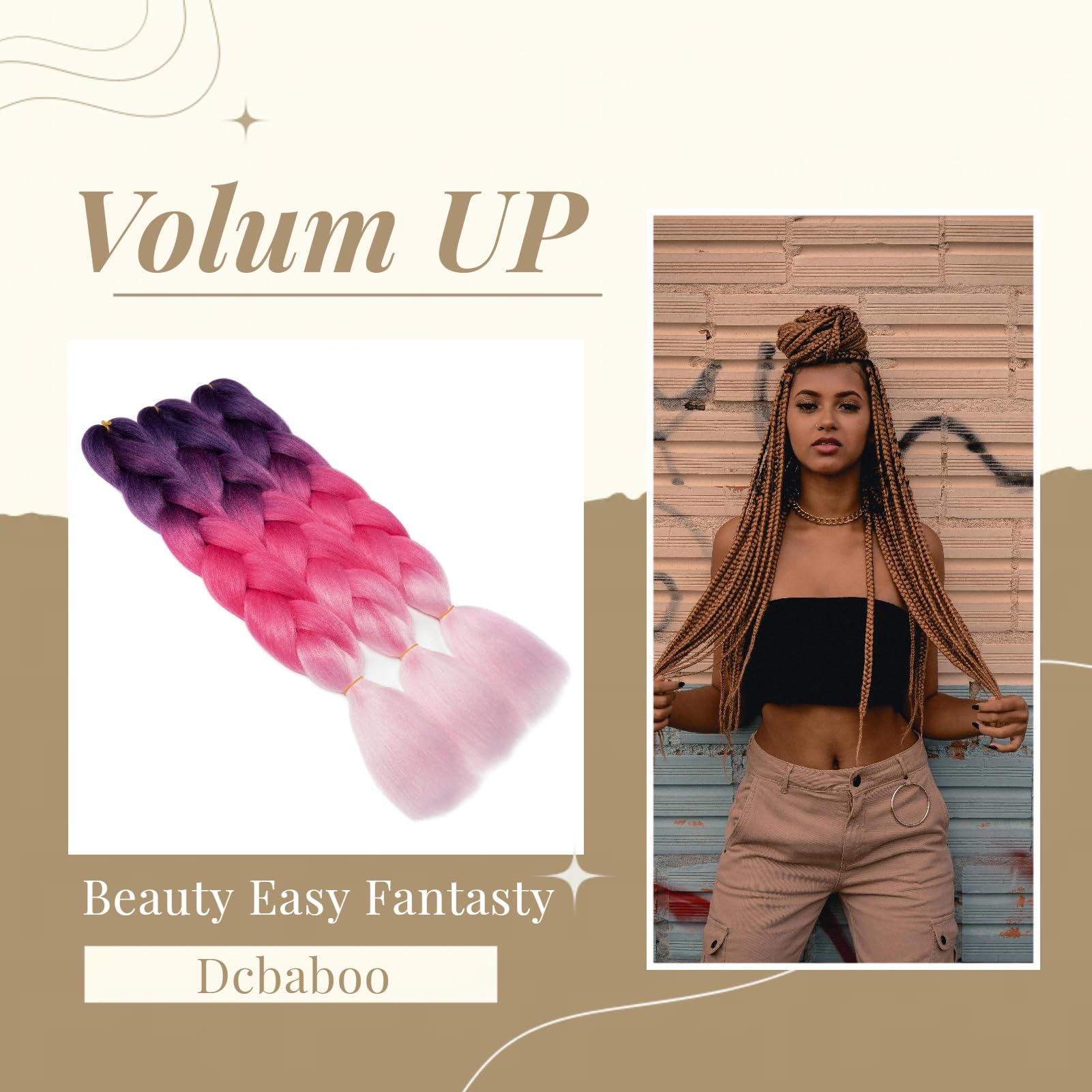 Dcbaboo Jumbo Braiding Hair Extensions 3packs 24inch Hair Extensions for Braiding Synthetic Hair Kanekalon Ombre Braids Hair Extensions Afro Crochet Braids Twist Hair 300g - Image 3
