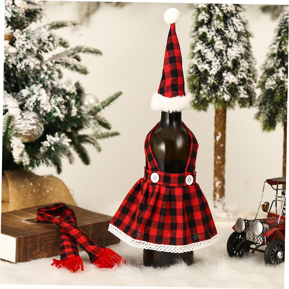 Funny Christmas Wine Bottle Cover Set, Mini Cloth Xmas Decor