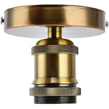 Vintage E26 E27 Lamp Socket, Ceiling Lamp Holder Vintage E26 E27 Lamp Socket Ceiling Lamp Holder with Accessories for Kitchen Bedroom Living Room 100240V Golden Patina