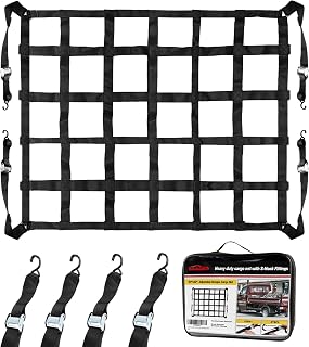 Autofonder Heavy Duty 42x50" Adjustable Truck Bed Cargo Net with S-Hooks - Secure Pickup, SUV, Trailer Loads