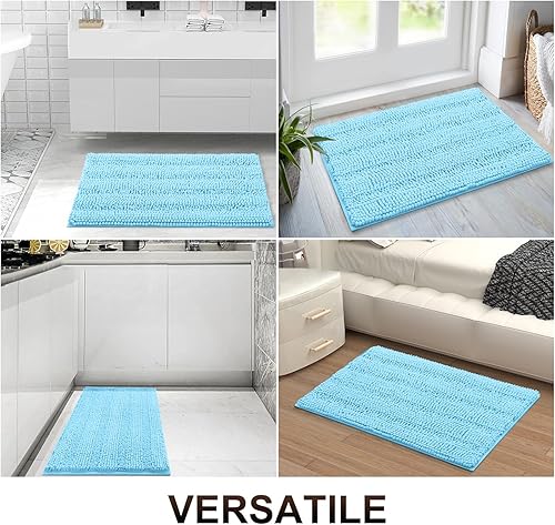 Miniatura 8 de Grandaily - Alfombras de baño de felpilla a rayas, extragruesas y absorbentes, antideslizantes, con fibras largas y suaves, lavables a máquina, para