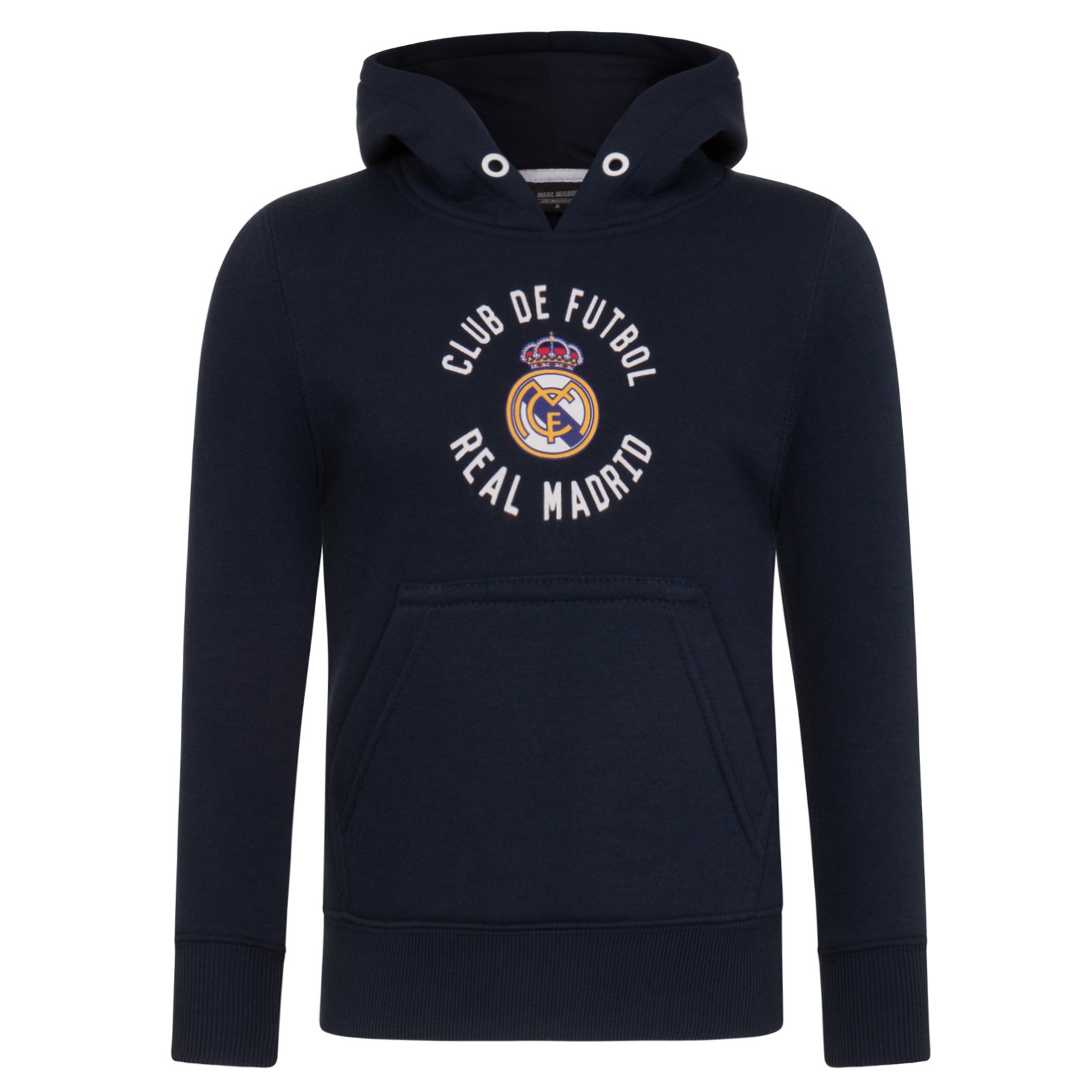 Real Madrid Boys Navy Blue Official Football Gift Graphic Fleece Hoody Navy 8 Years