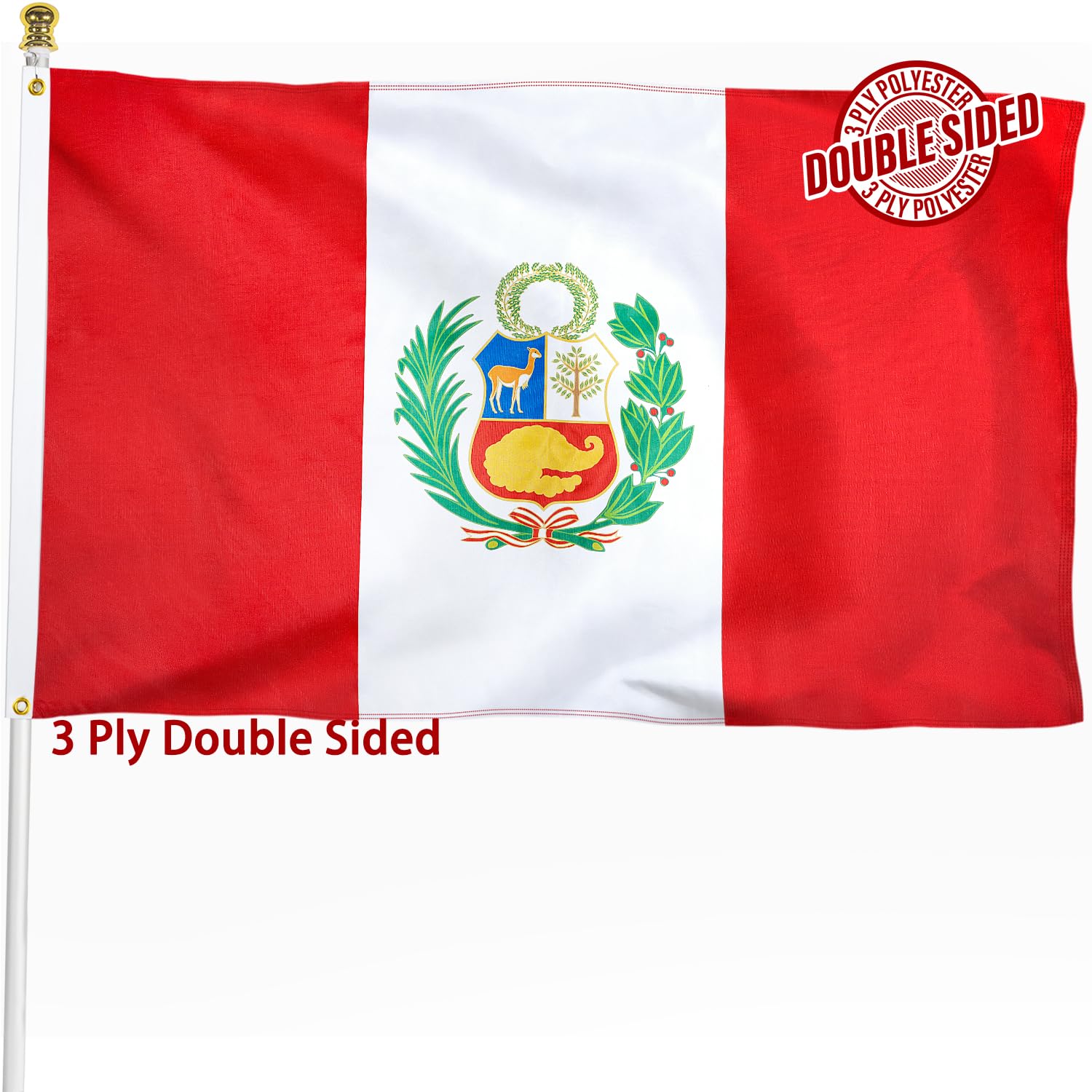 Peru Flag 3x5 ft Outdoor Bandera de Perú Peruvian National Flag