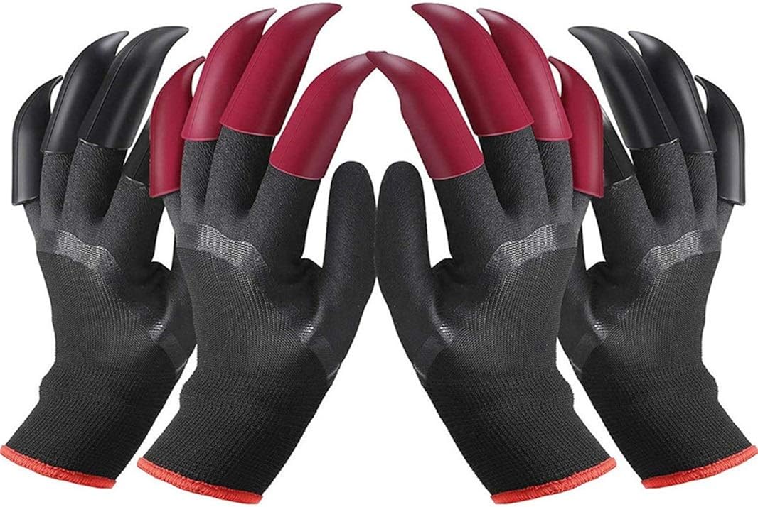 IME Guantes de jardín con garras impermeables para jardinería, guantes para excavar plantación de granja, guantes de trabajo con 8 garras, la mejor opción para jardín, 2 pares