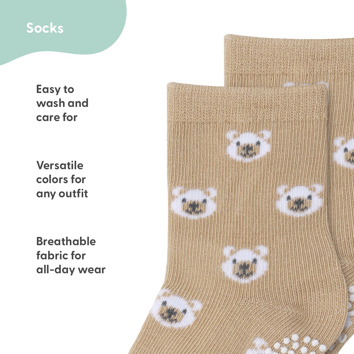 The Peanutshell Calcetines orgánicos para bebés de 3 a 12 y 12 a 24 meses, unisex, agarre antideslizante, 100 % algodón, color gris menta, Multicolor, 0-3 Months