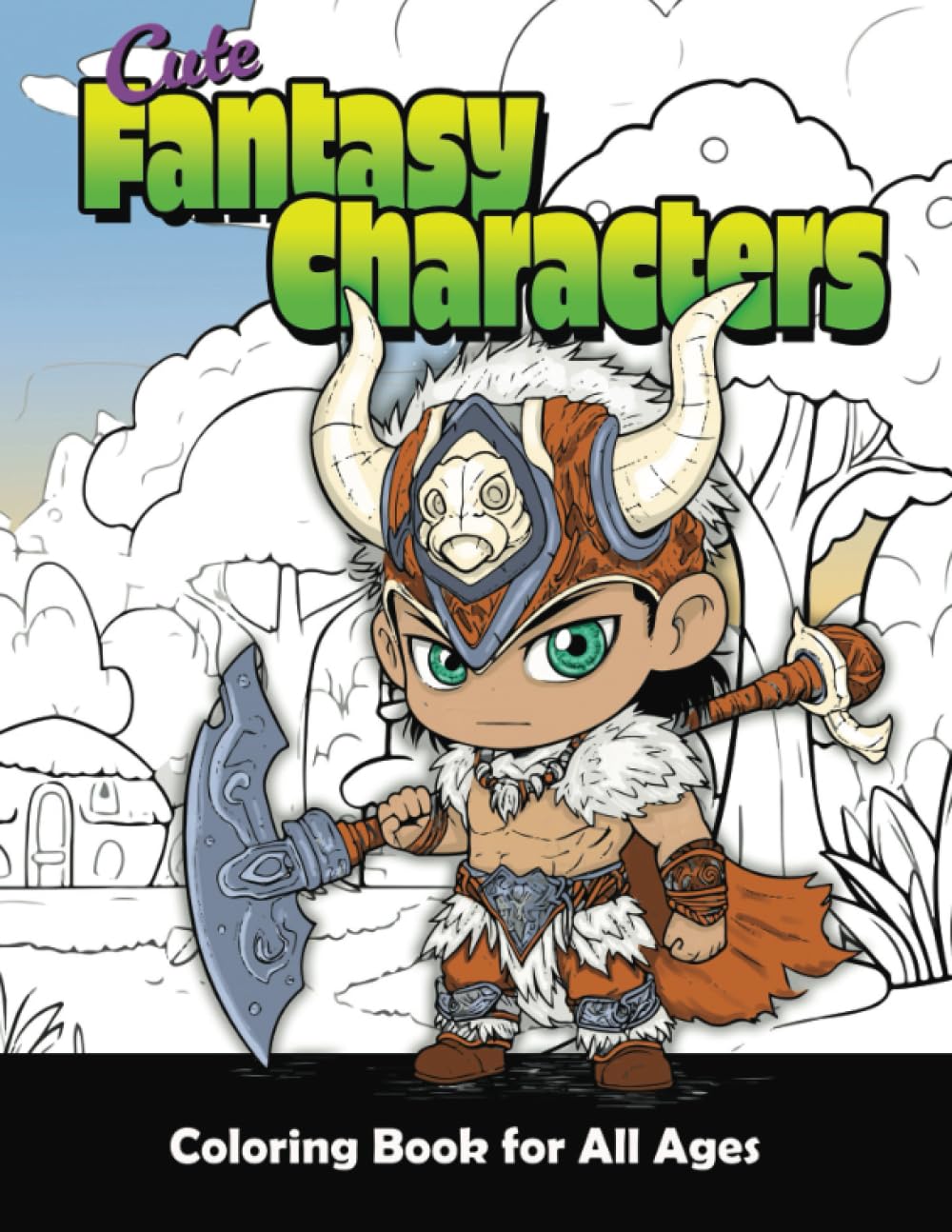 Cute Fantasy Characters Coloring Book: 50 Adorable Medieval Fantasy Illustrations Including Anime Knights, Wizards, Dragons, and More!