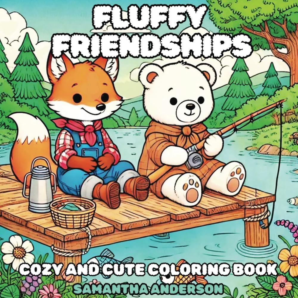 Fluffy Friendships: Cozy and Cute Coloring Book for Adults and Teens featuring adorable animals in cozy scenes for relaxation. (Fluffy Friends Coloring)