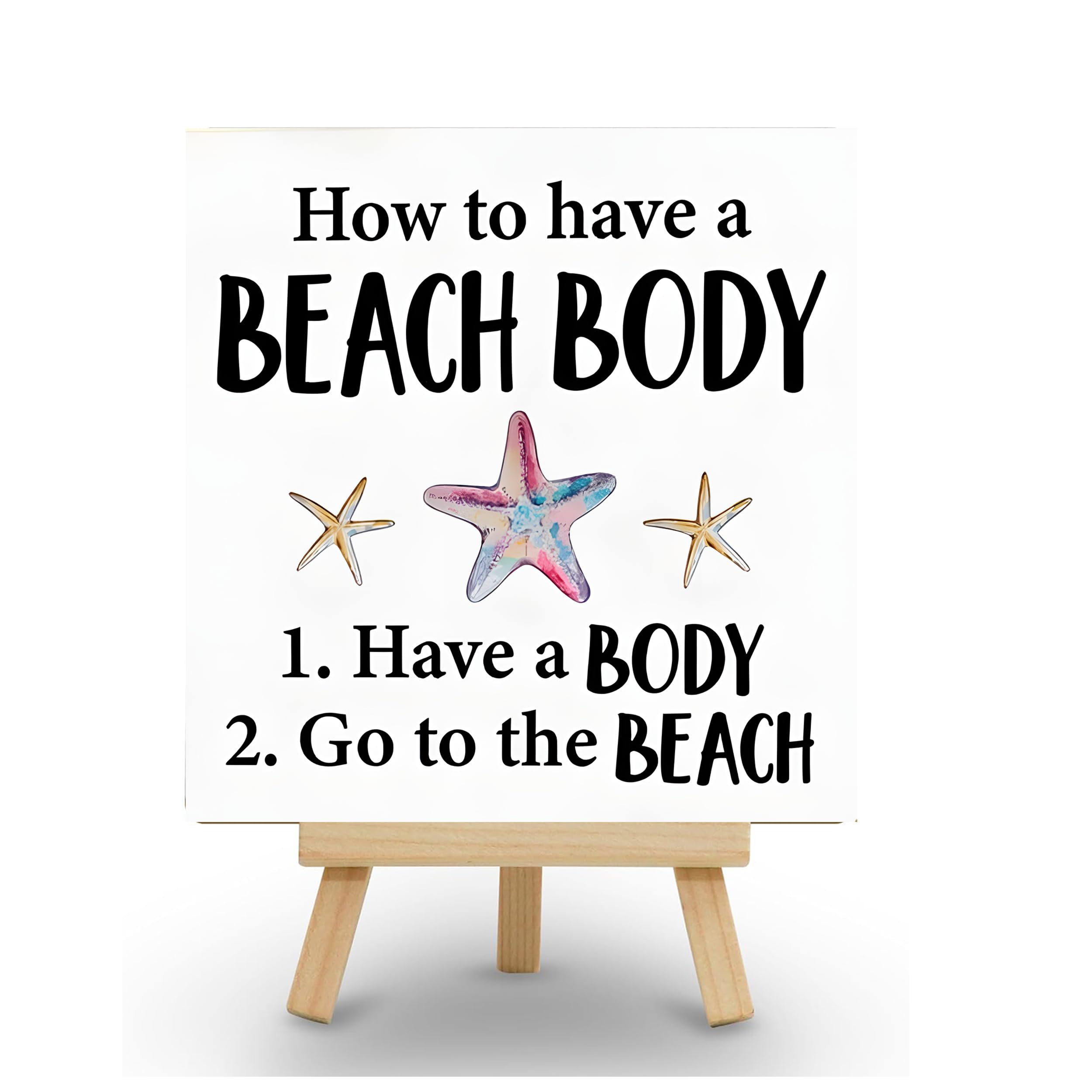 Kachi Pencil BEACH BODY Inspirational Gifts for Women Men,Star Fish Gift,Table Decor Wooden Plaque with Easel for Home Office Desk Décor-KCSTAND-355