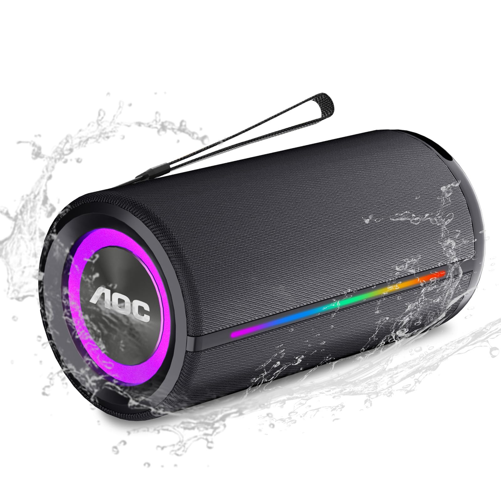 AOC ACS4341 Caixa de Som Portátil, Alto-falante Bluetooth portátil IPX5 à prova d'água, 35W, AI Sound Boost, Emparelhamento Estéreo Aem Fio, Suporte BT/TF/TWS/AUX para Viajar, Acampar