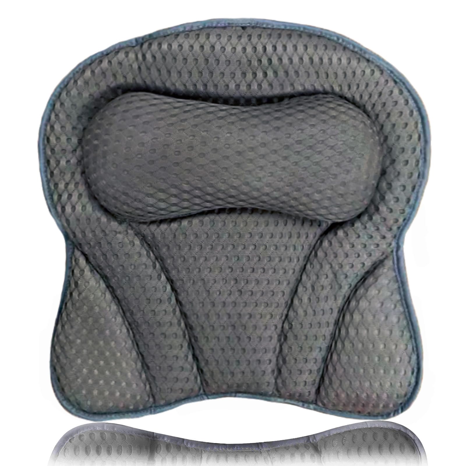 Cuscino vasca da bagno di alta qualità con supporto per il collo -Solida connessione assorbente e pratici ganci per un montaggio stabile - Accessori da bagno (Grigio)