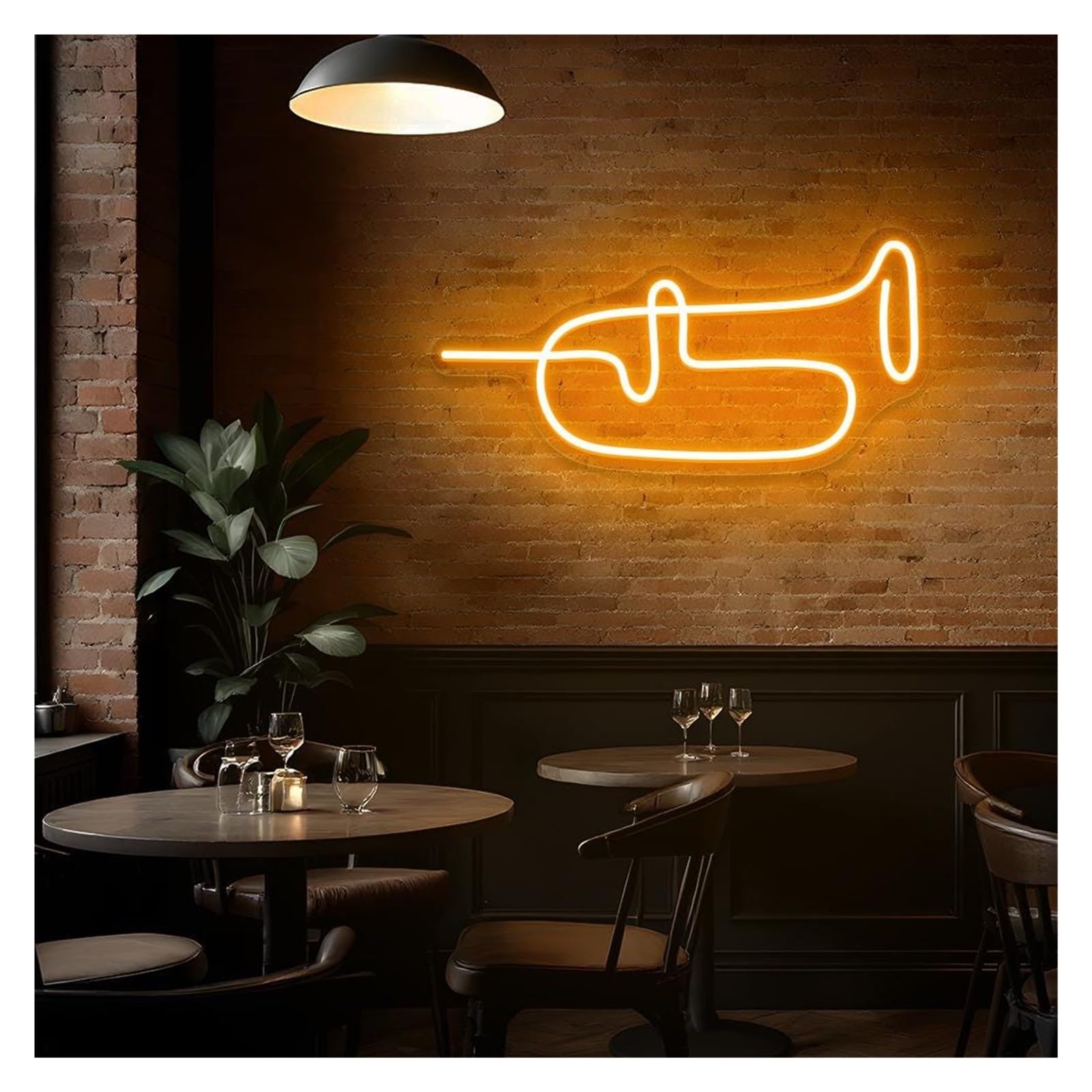 Xenite A Hanging Rt Neon Signs Trumpet Neon Sign, Music Instrument Neon Lights For Studio Bedroom Wall Decor Night Light 21Cmx43cm(A)