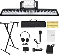 Qerewf 88-Key Semi-Weighted Digital Piano Keyboard with Stand, Sustain Pedal, Headphones, Case & USB-MIDI - Perfect for Beginners & Adults