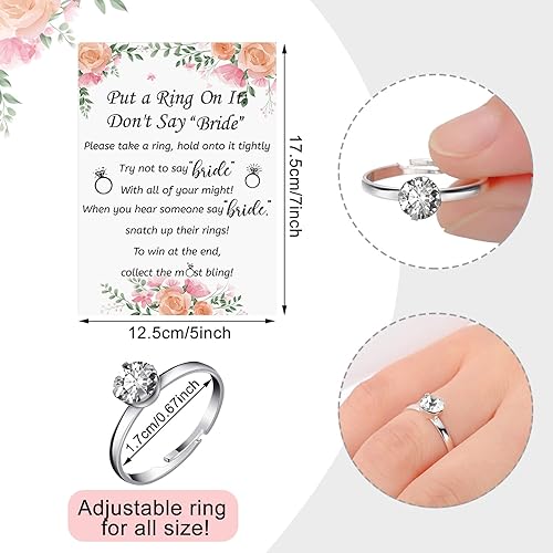 Vista 2 de Woanger Juego de despedida de soltera con 50 anillos falsos, temática de vegetación rústica, juegos de boda, anillos de compromiso y tarjetas