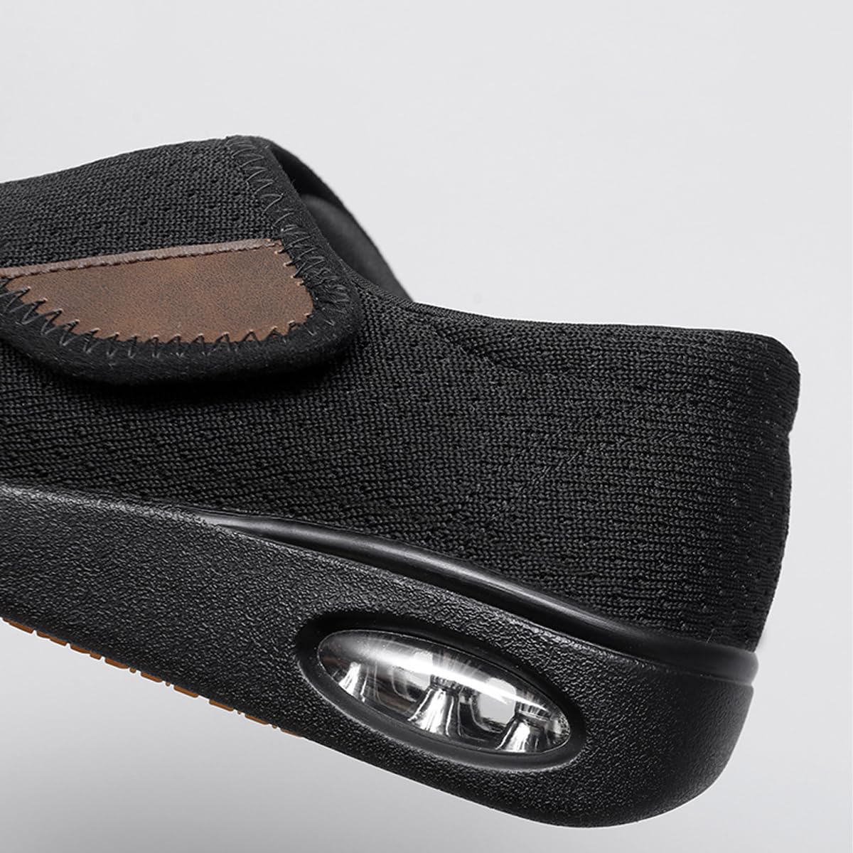 MONDEX Zapatos para diabéticos de Mujer, Zapatos Anchos para edemas, Zapatillas Ligeras y Transpirables para Caminar para Personas Mayores con pies hinchados,Negro,37