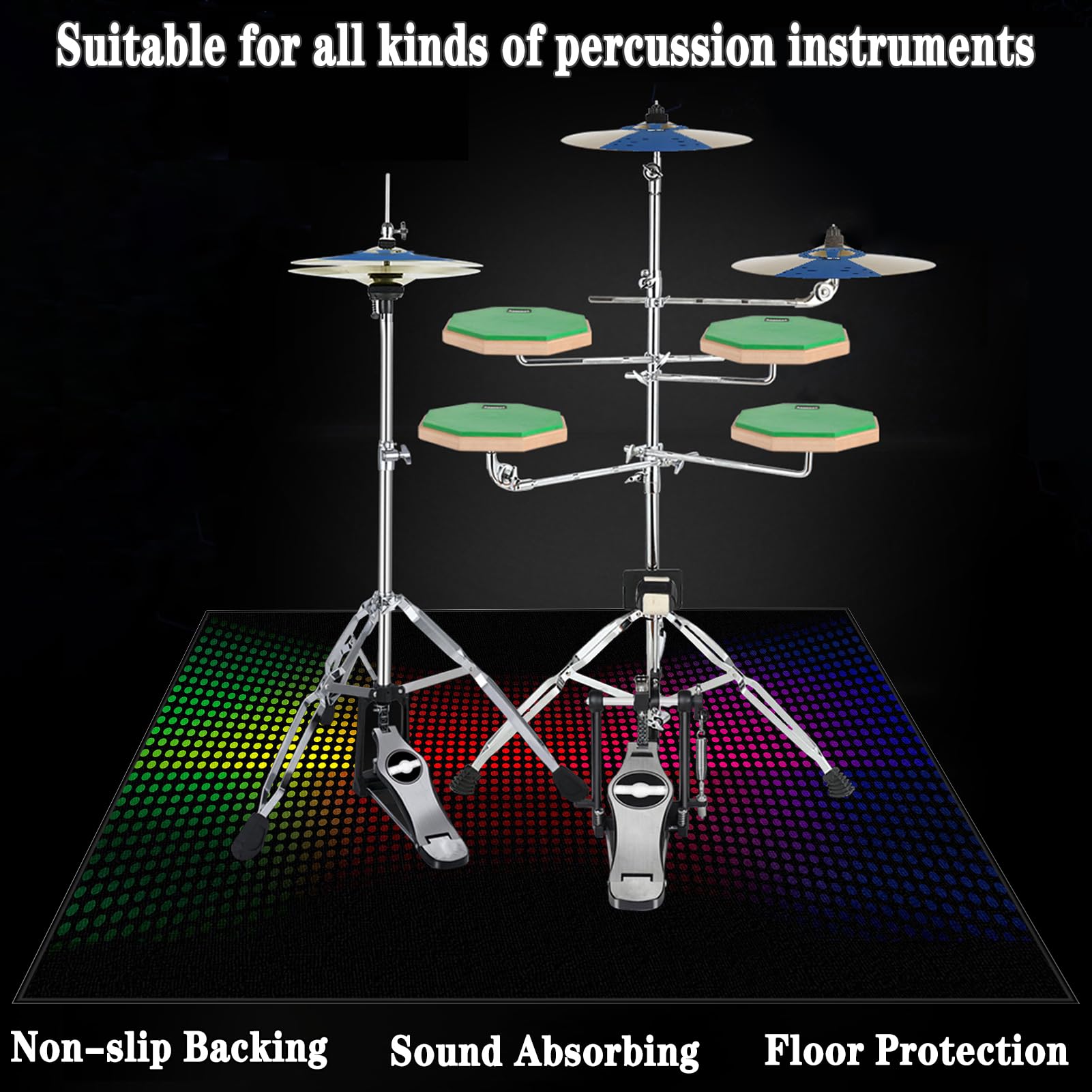 180 x 140 cm Maty na baterie antywibracyjne, mata na baterie elektroniczne, antypoślizgowa mata bębna, dźwiękoszczelna mata do bębna i innych instrumentów muzycznych