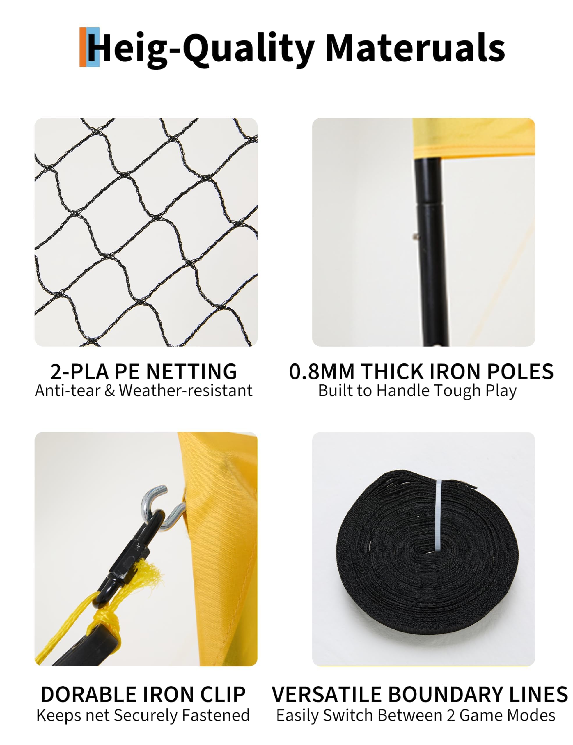 Aptliton Volleyballnetz Kreuz 4 Quadrate 4 Wege Größe 335 x 335 x 213 cm, 3 verstellbare Höhen, komplettes Kit mit Ball, Pumpe, Hammer und Tragetasche, wasserdichtes PE-Netz Anti-UV für Strand