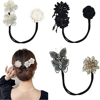 3 Pieces Hair Accessory Set: Round Bun Maker, Crown Hairstyle Shaper, Lazy Hair Curler Bun Clips for Women & Girls (Style 3)