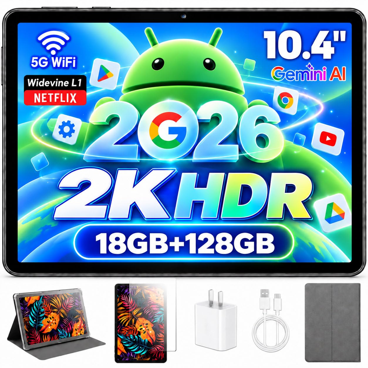 2026 Tablet 2K with Google Play Android 15, 10 inch 1200x2000 18GB 128GB | T606 Octa-Core…