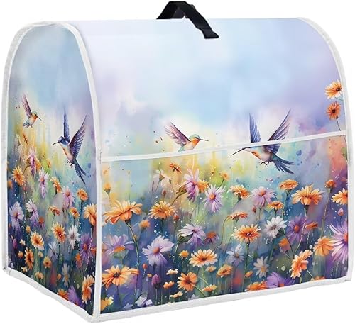 DISNIMO Hummingbird - Funda para batidora de pie floral a prueba de polvo con bolsa organizadora para mezclador de ayuda de cocina, 2 bolsillos para