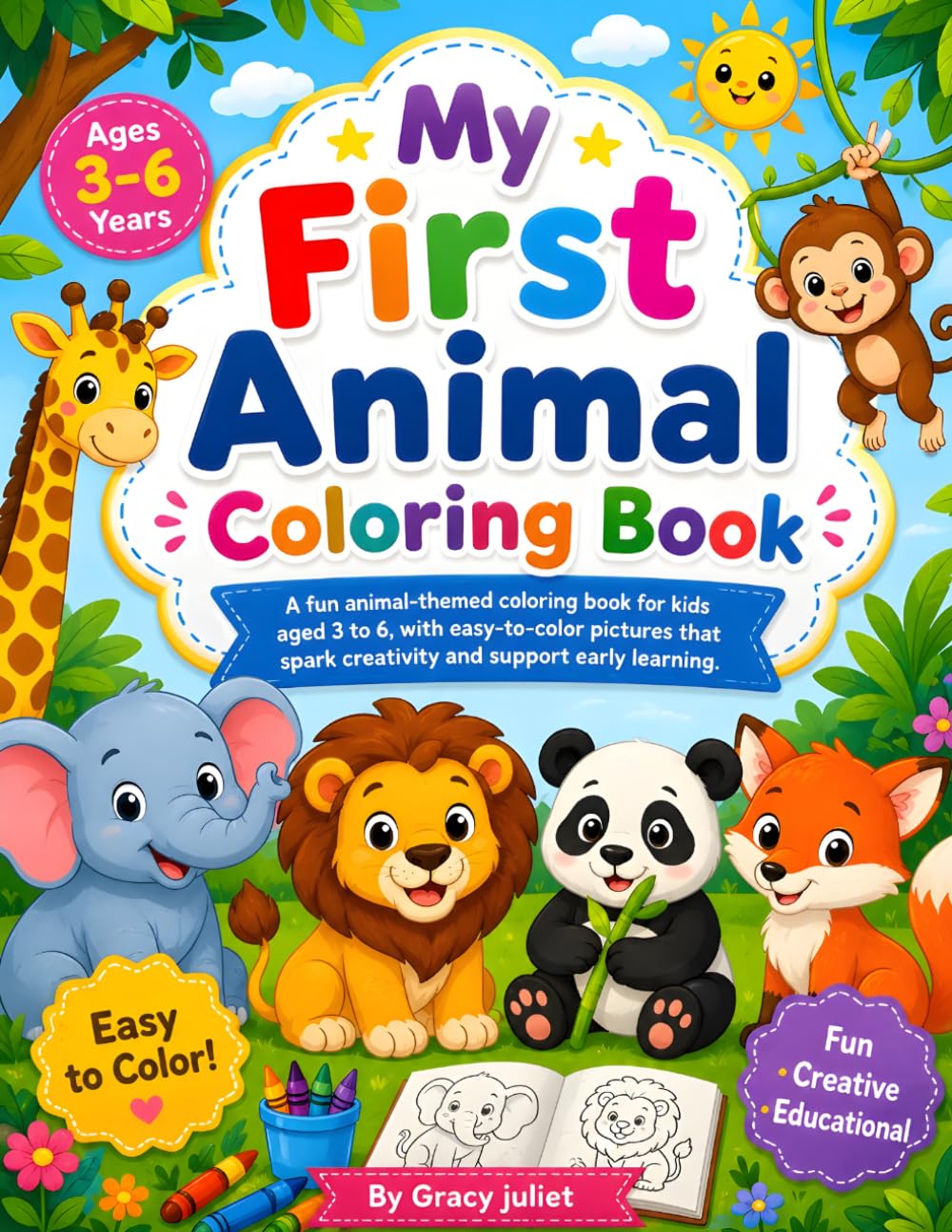 Animal Coloring Book for Toddlers: Big and Simple Animal Designs for Little Kids | Fun Coloring Activity Book for Toddlers and Preschoolers
