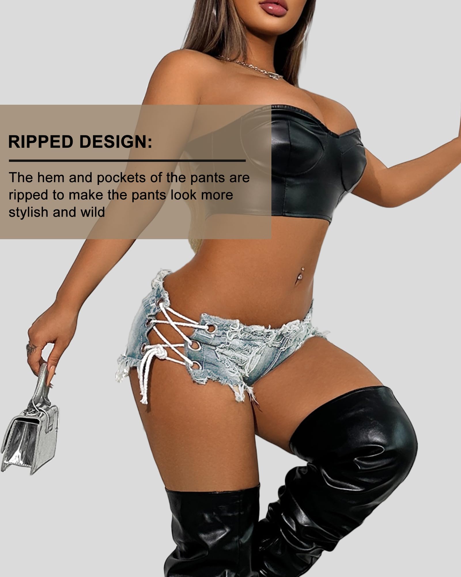 Mini Jean Shorts Cut Off Sexy Jean Shorts Micro Shorts Sexy Short Shorts for Women Lingerie Denim Shorts Hot Pants: Small Light Blue
