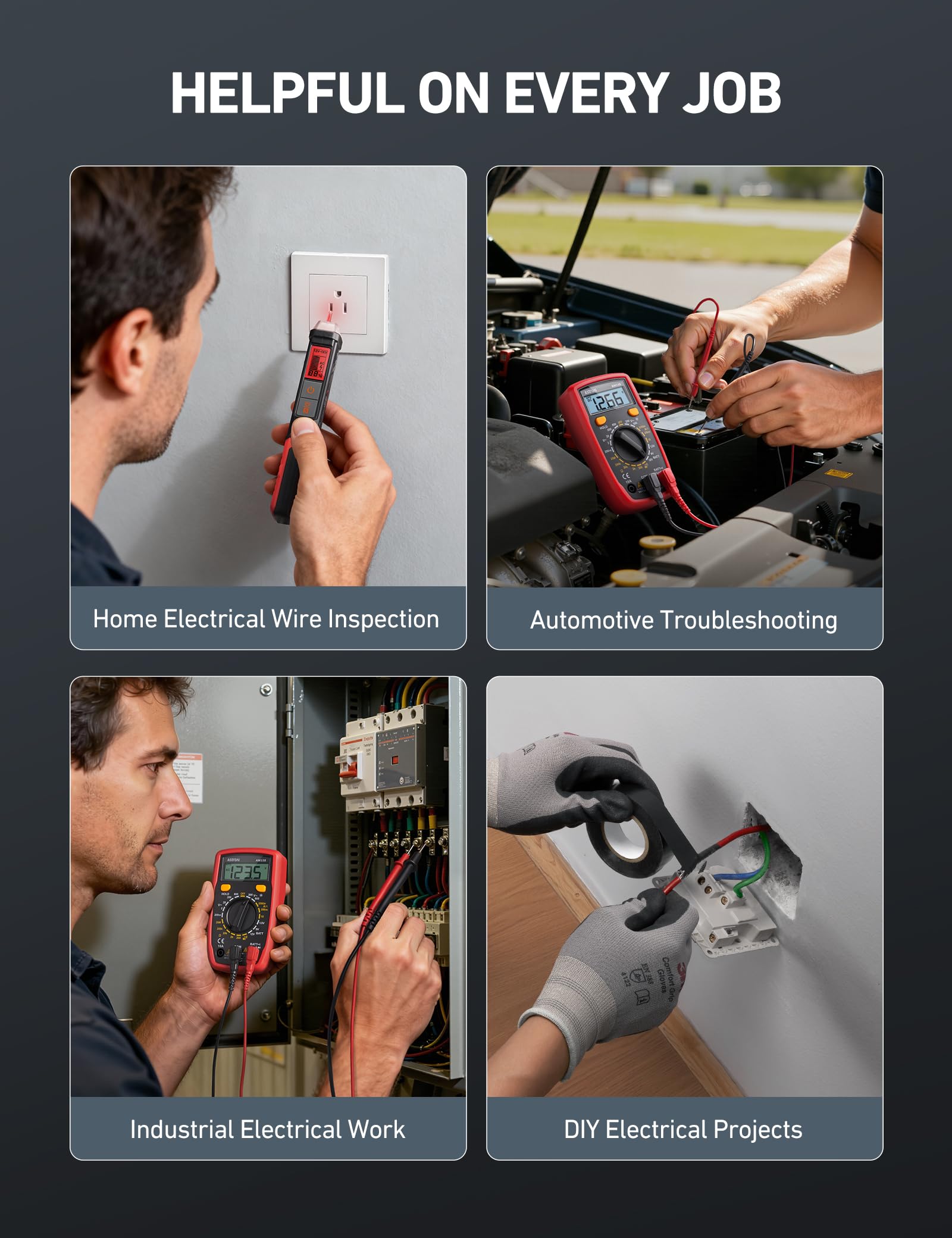 AstroAI Electrical Test Kit ETK1, Digital Multimeter, Non-Contact Voltage Tester & Screwdriver, Electrical Tape, an Ideal Set for Electricians, DIYers, Handymen — Amazon image 5