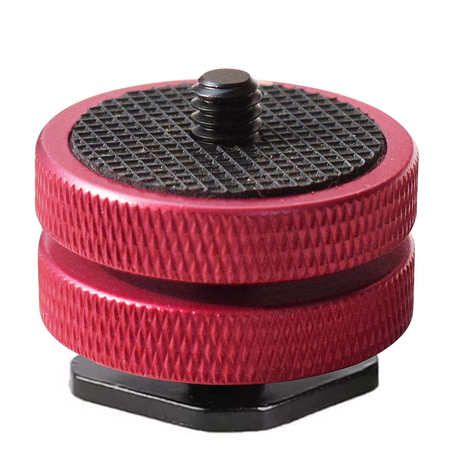 Adaptateur Griffe Flash vers 1/4"-20 Rouge – Écrou de Blocage Rond Élargi avec Patin en Caoutchouc Antidérapant – Support Griffe Froide Professionnel pour Moniteurs, Éclairages LED et Micros