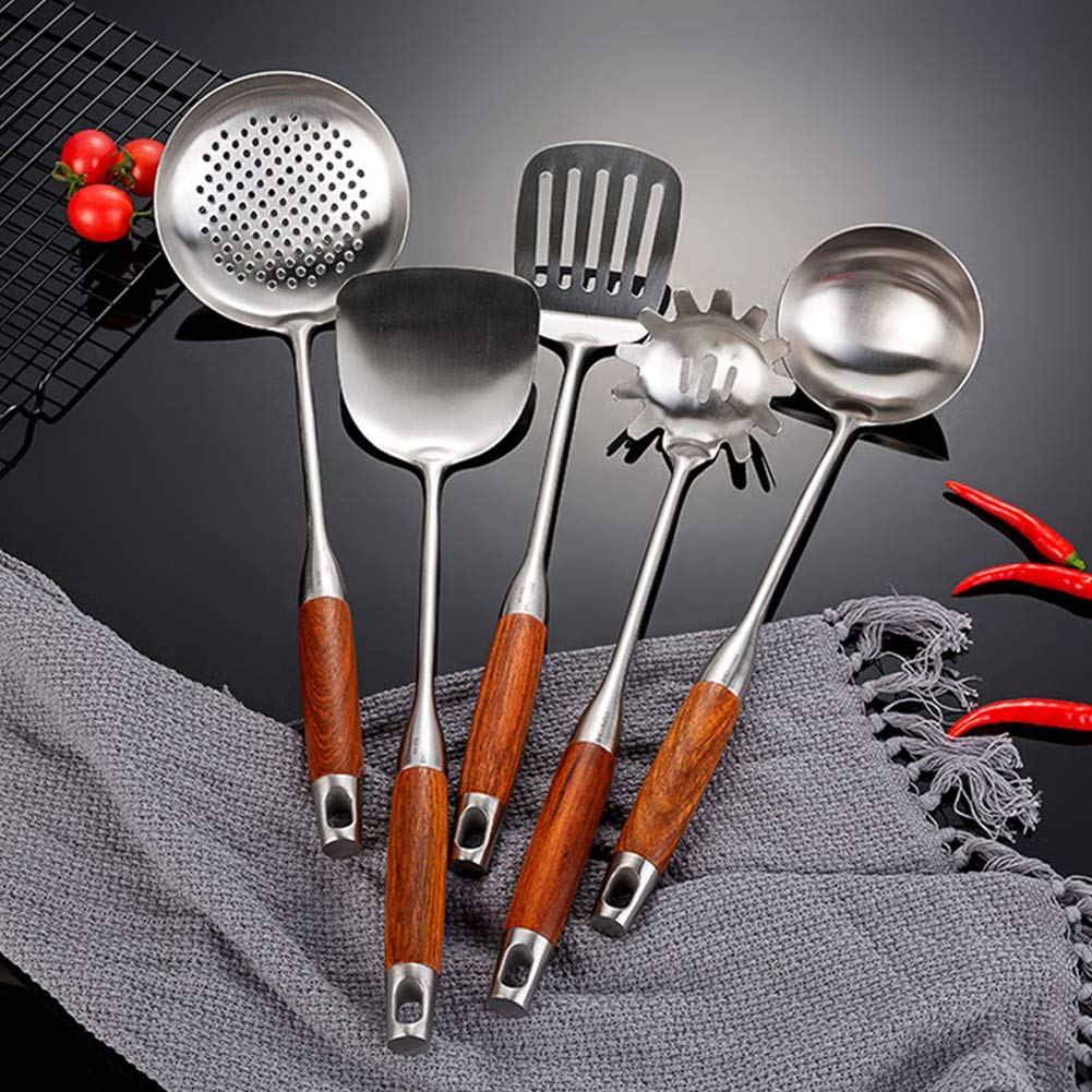 Hakeetaa Set di 4 Utensili da Cucina con Manico in Legno Set di spatole per Utensili da Cucina per pentole e padelle