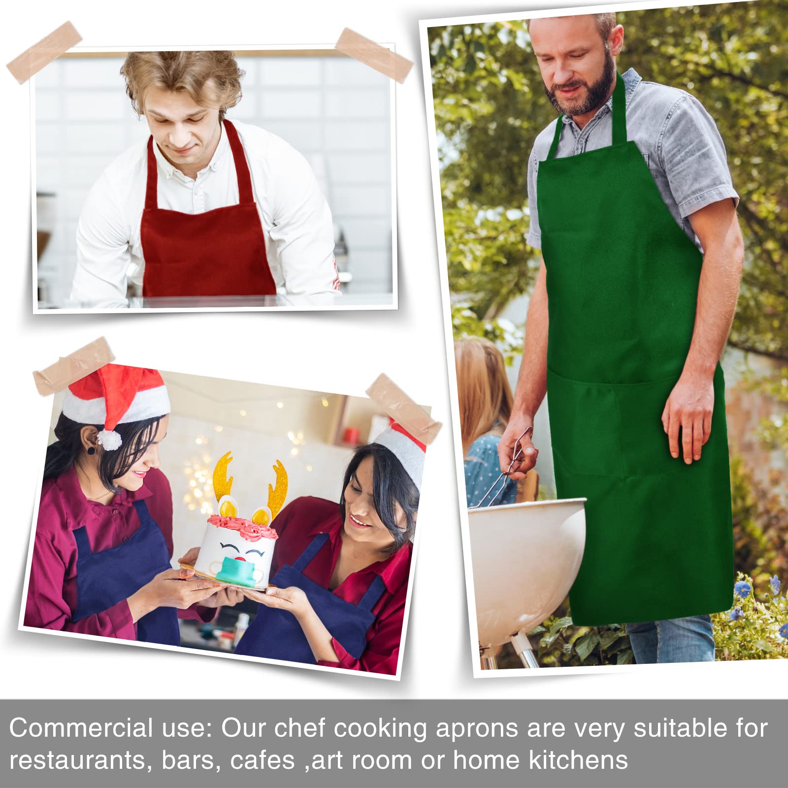 Paquete de 24 delantales unisex para uso comercial, para cocina, barbacoa, manualidades, para mujeres, hombres, chefs