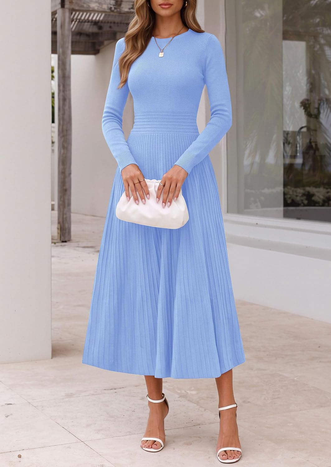  Women's Long Sleeve Knit Maxi Sweater Dress thumbnail