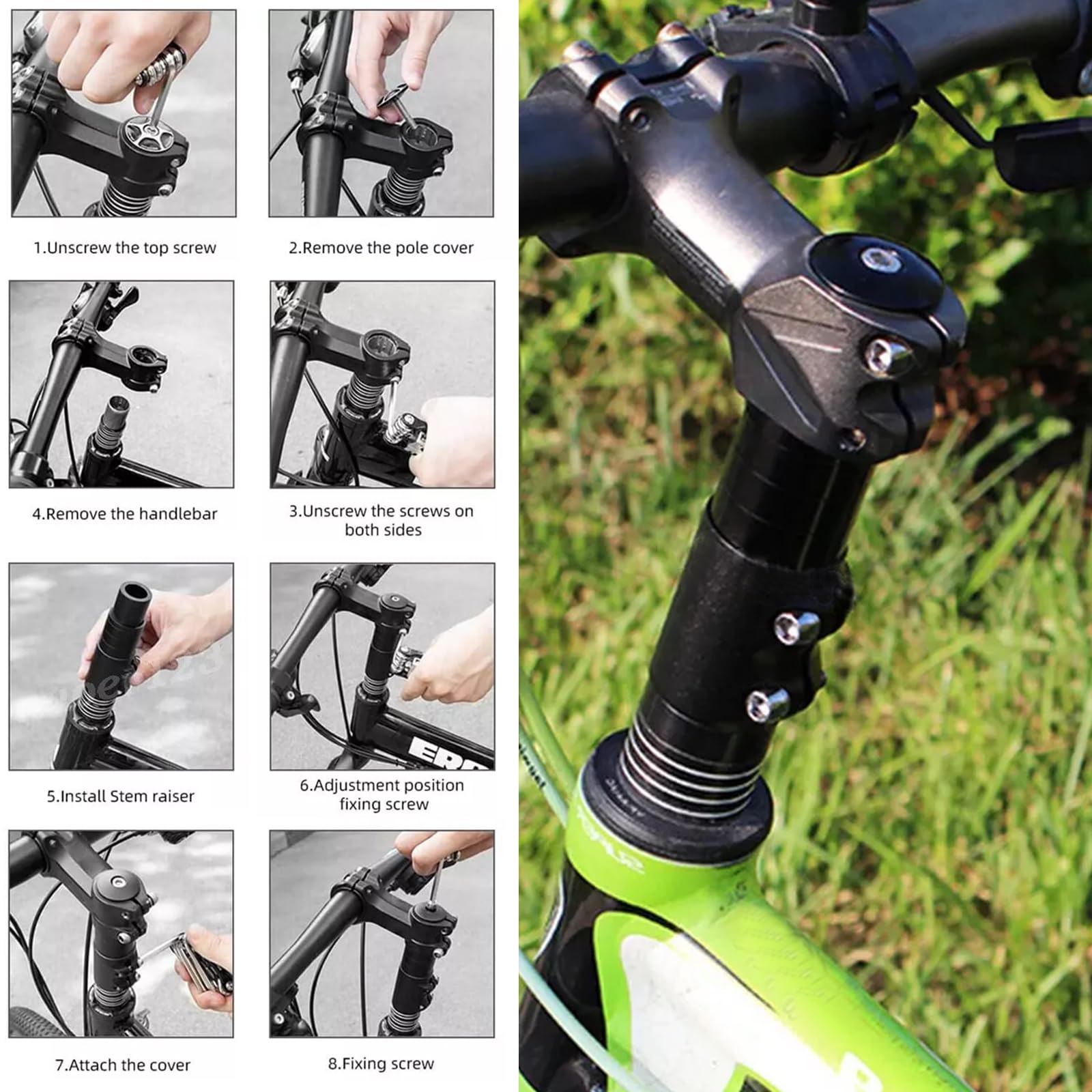 Manubrio per bicicletta, manubrio in alluminio, manubrio per bicicletta, manubrio regolabile, per mountain bike da 28,6 mm, mountain bike, bici da corsa, bici da città
