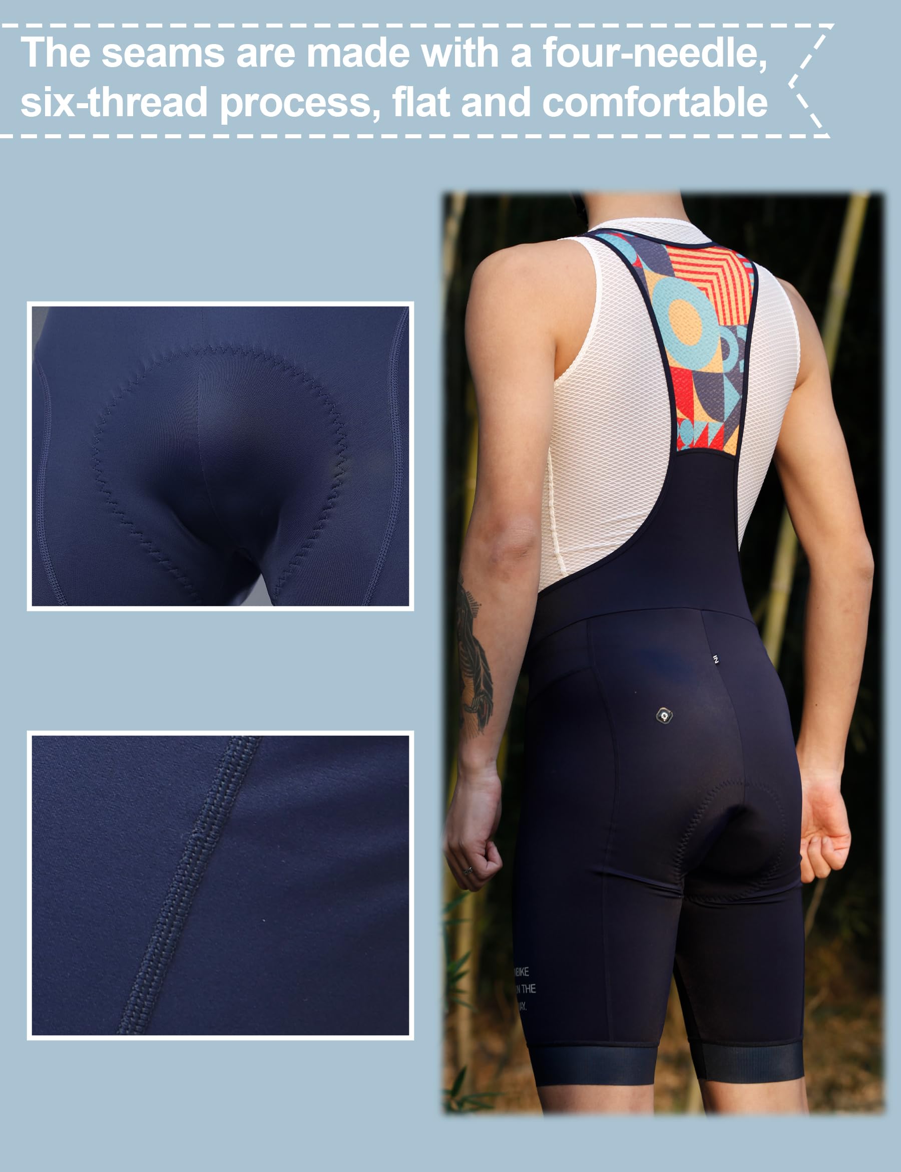 INBIKE Cuissards Vélo Homme Bretelle Impressions 3D Rembourré Ergonomique Bib Short Cyclisme VTT CX022