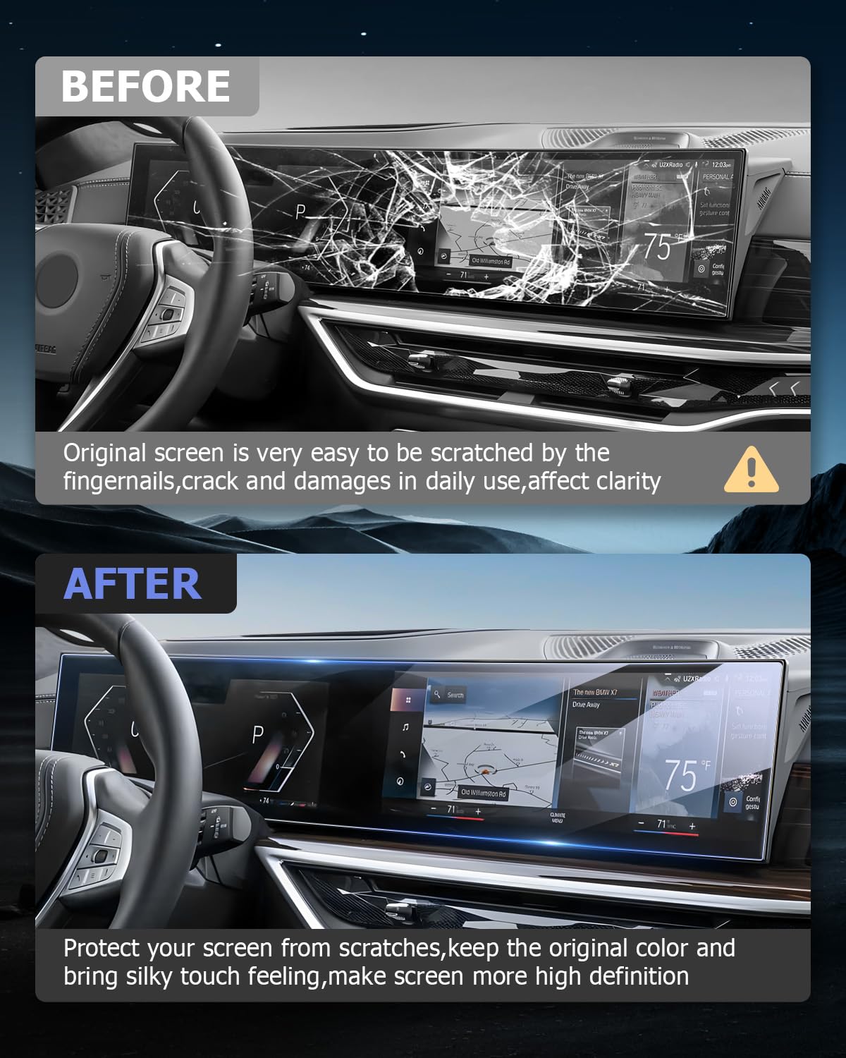 LUWU Compatibile con BMW X5 G05 X6 G06 X7 XM i3 i4 i5 i7 iX 2022 2023 2024 Navigation Pellicola Protettiva Schermo 12,3 Pollici Vetro Tempered Pellicola Protettiva 9H Antigraffio X5 X6 X7 Accessori