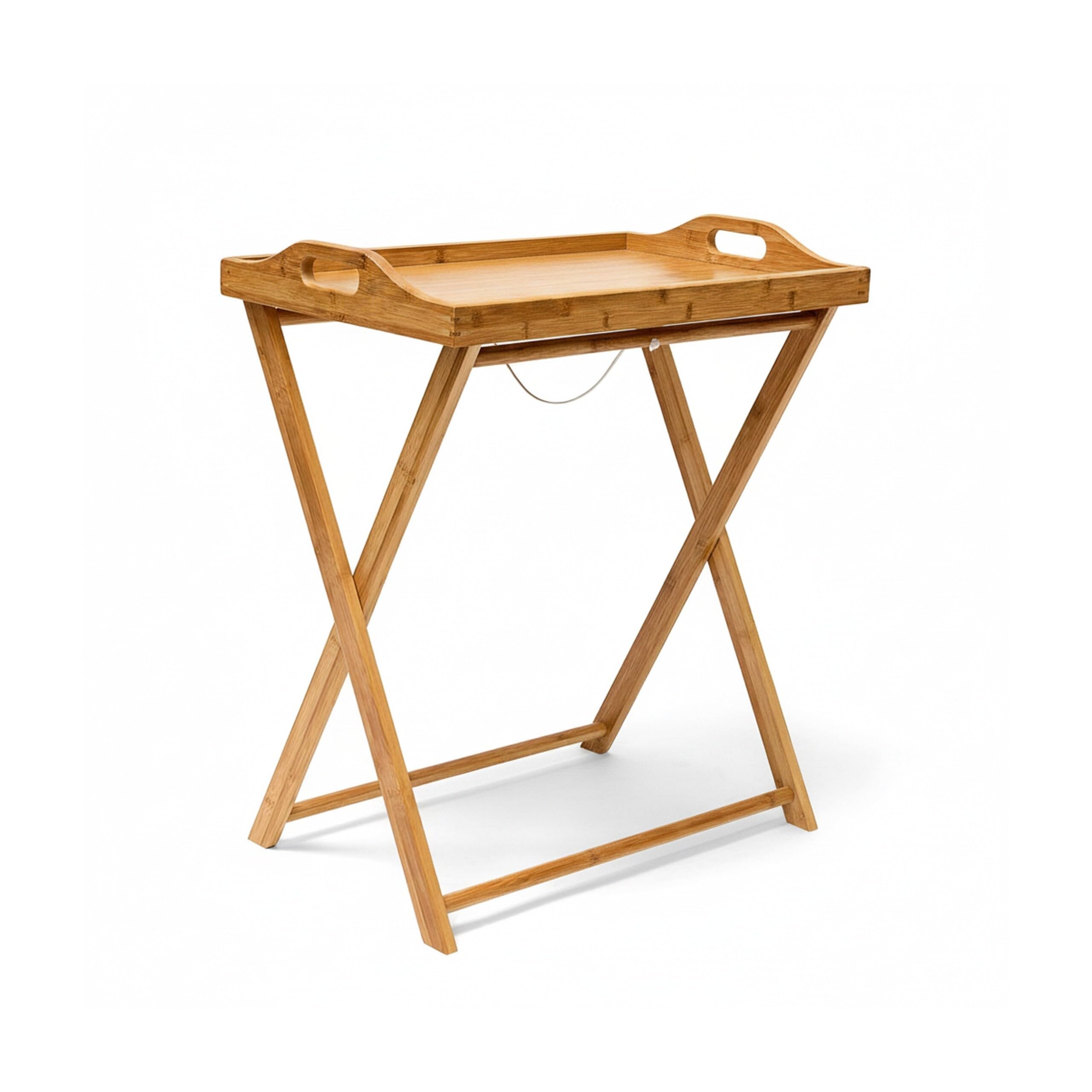 Relaxdays Table d'appoint pliante, avec tablette, table de salon basse, en bambou, H x L x P : 63,5 x 55 x 35 cm, nature
