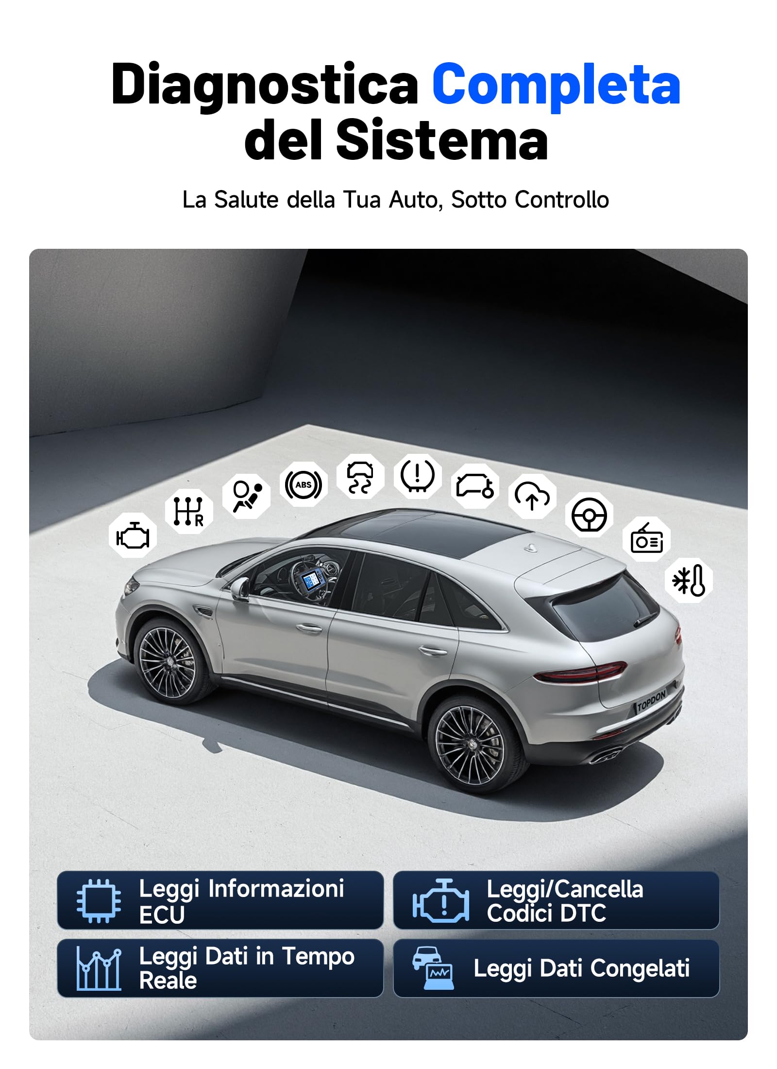 TOPDON ArtiDiag600 Elite OBD2 Auto Diagnostica Italiano, Sistema Completo, 13 Servizi di Reset, Diagnostica Auto con CAN-FD, FCA/SGW, 2 Anni di Aggiornamenti Gratuiti