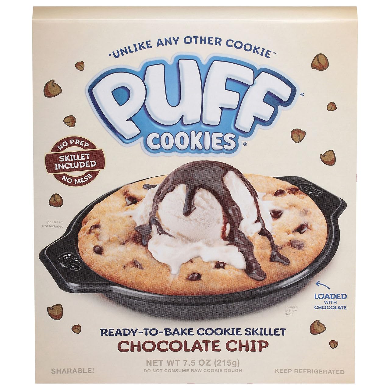Puff Cookies, Chocolate Chip Skillet Cookie Dough, 7.5 Ounce