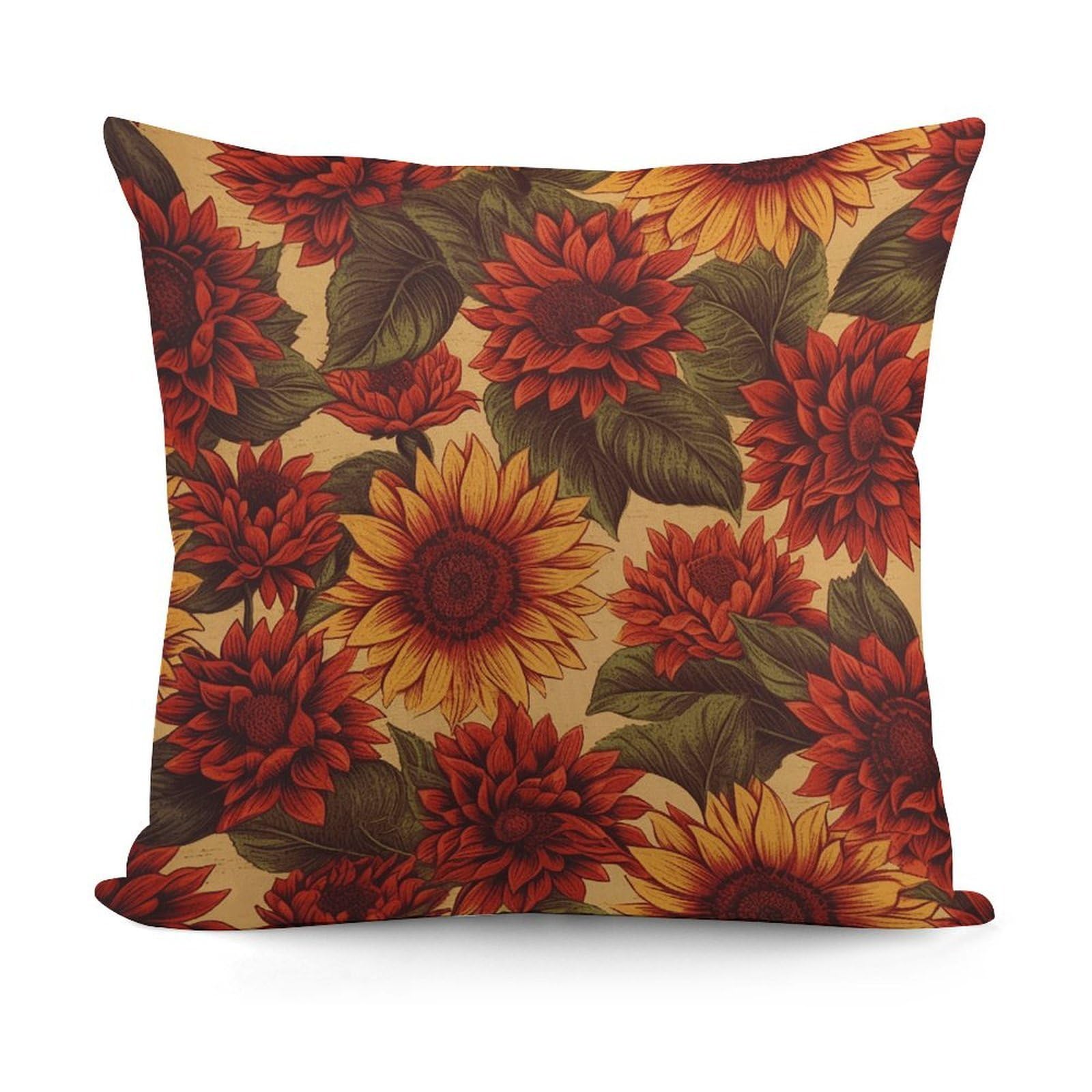 VstaDank Red Sunflower Throw Pillow Cover Soft Square Cushion Cover Art Artwork Pillow Covers Mordern Couch Pillow Covers Decorative Cushion Case for Chair Couch Bedroom Living Room