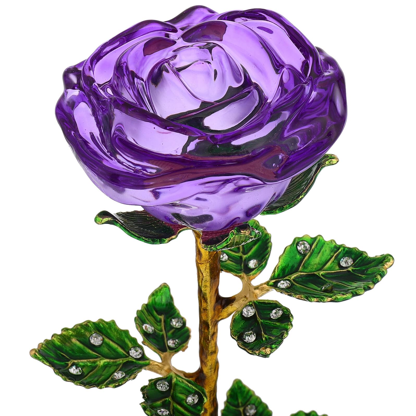 Gadpiparty Figura de Cristal Rosa Púrpura con Jarrón para Decoración de Aniversario Adorno Coleccionable Centro de Mesa Romántico Adecuado para Obsequio San Valentín o Boda