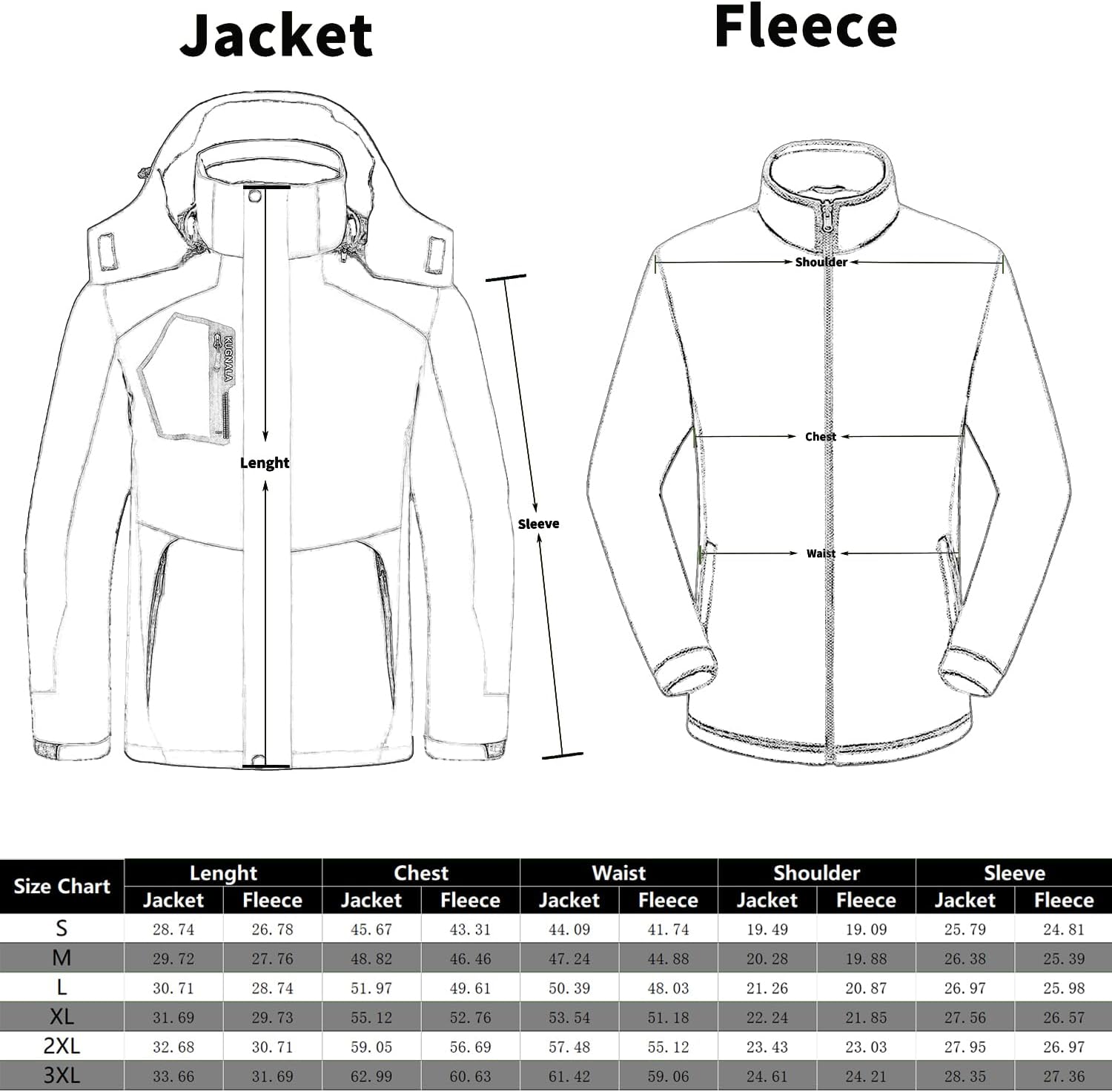 Mens Winter Skiing Jacket 3 in 1 Waterproof Warm Snow Fleece Lining Coat Hooded Windproof Jacket S-6XL - Image 7