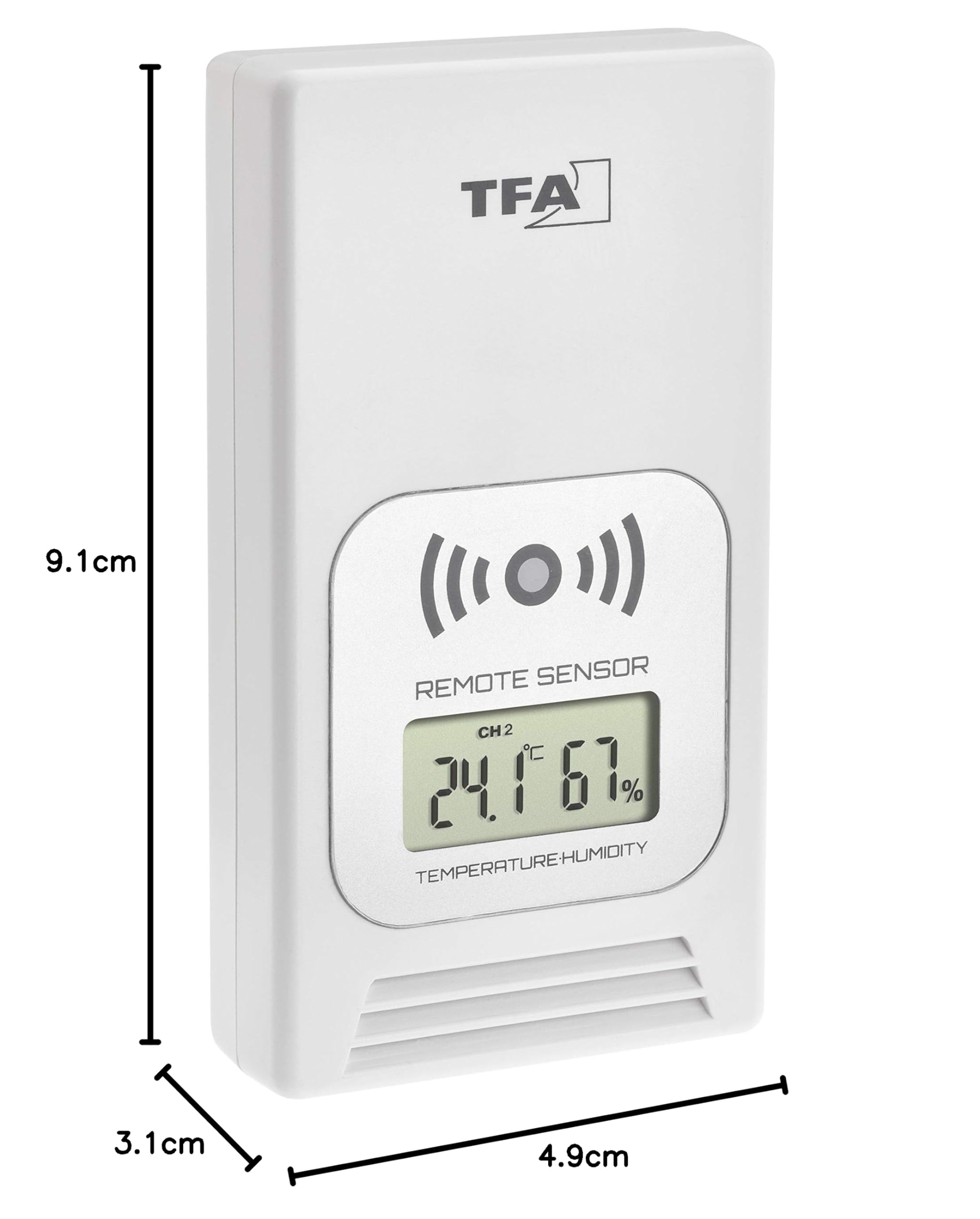 TFA Dostmann Life 35.1153 nadajnik temperatury z wyświetlaczem, nadajnik zastępczy do radiowej stacji pogodowej, biały, dł. 55 x szer. 40 x wys. 130 mm