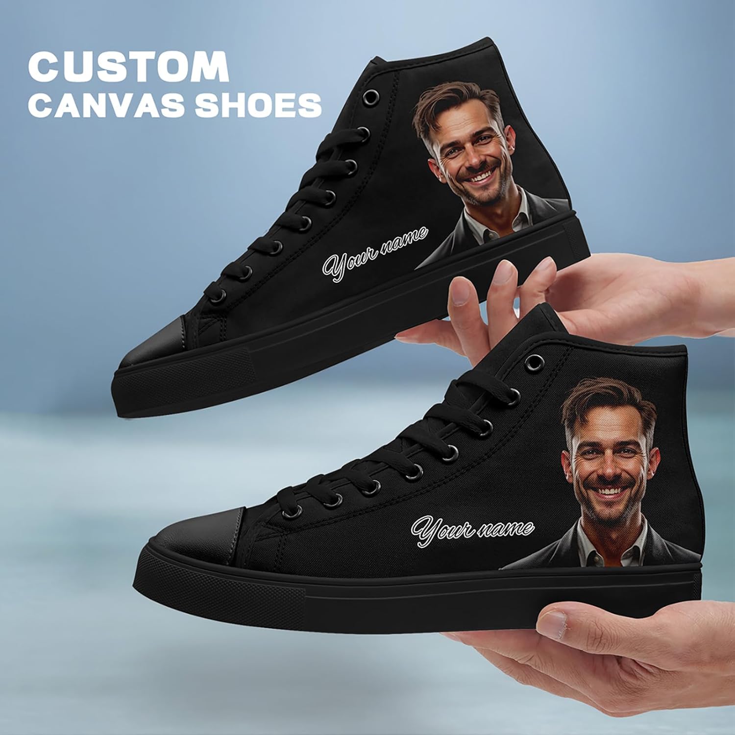 Custom Couple High-top Canvas Shoes for Men&Women Gift for Lovers Personalized Photo Name Light-Weight Flat Casual Sneaker - Image 6