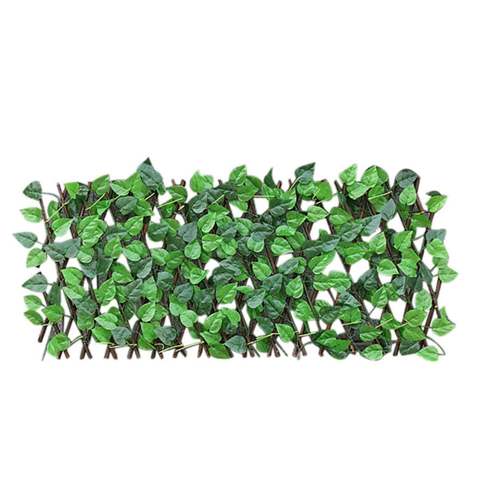 Artificial Leaf Screening,Artificial wooden telescopic fence Artificial Flower Leaves, Evergreen Hedge Trellis Expandable Fence Privacy Screen, Garden Fence Backyard Home Decor Greenery Walls