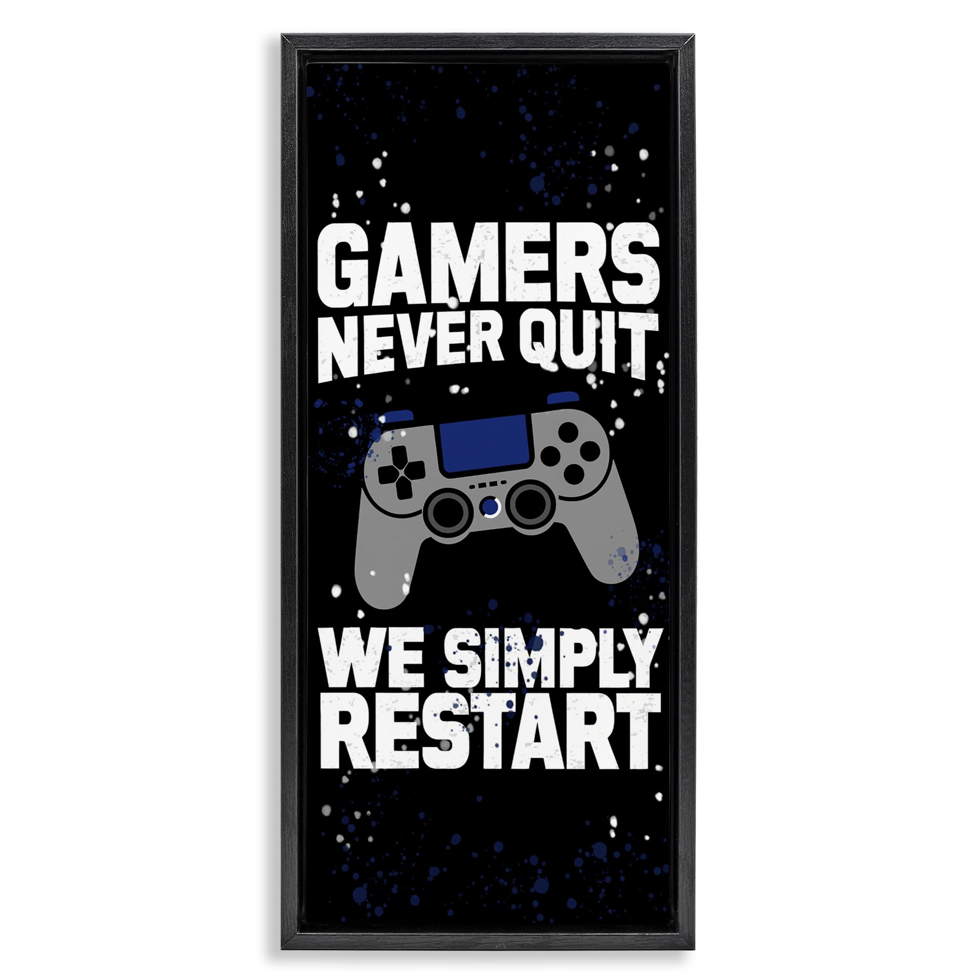 Stupell Industries Jet Black (Matte) Gaming Motivation Quote, 13 X 30 Inch Canvas In Floater Frame